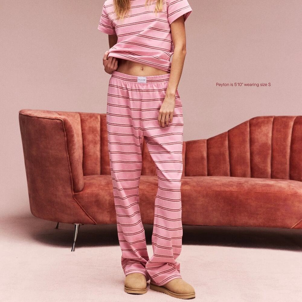 NEW PARKE STRIPED COTTON BOXER PANTS IN SWEETHEART STRIPE SIZE SMALL